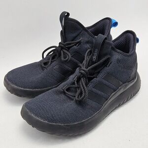 Adidas Cloudfoam Ultimate Mens Black Blue Knit Running Shoes DA9655 Size 11.5